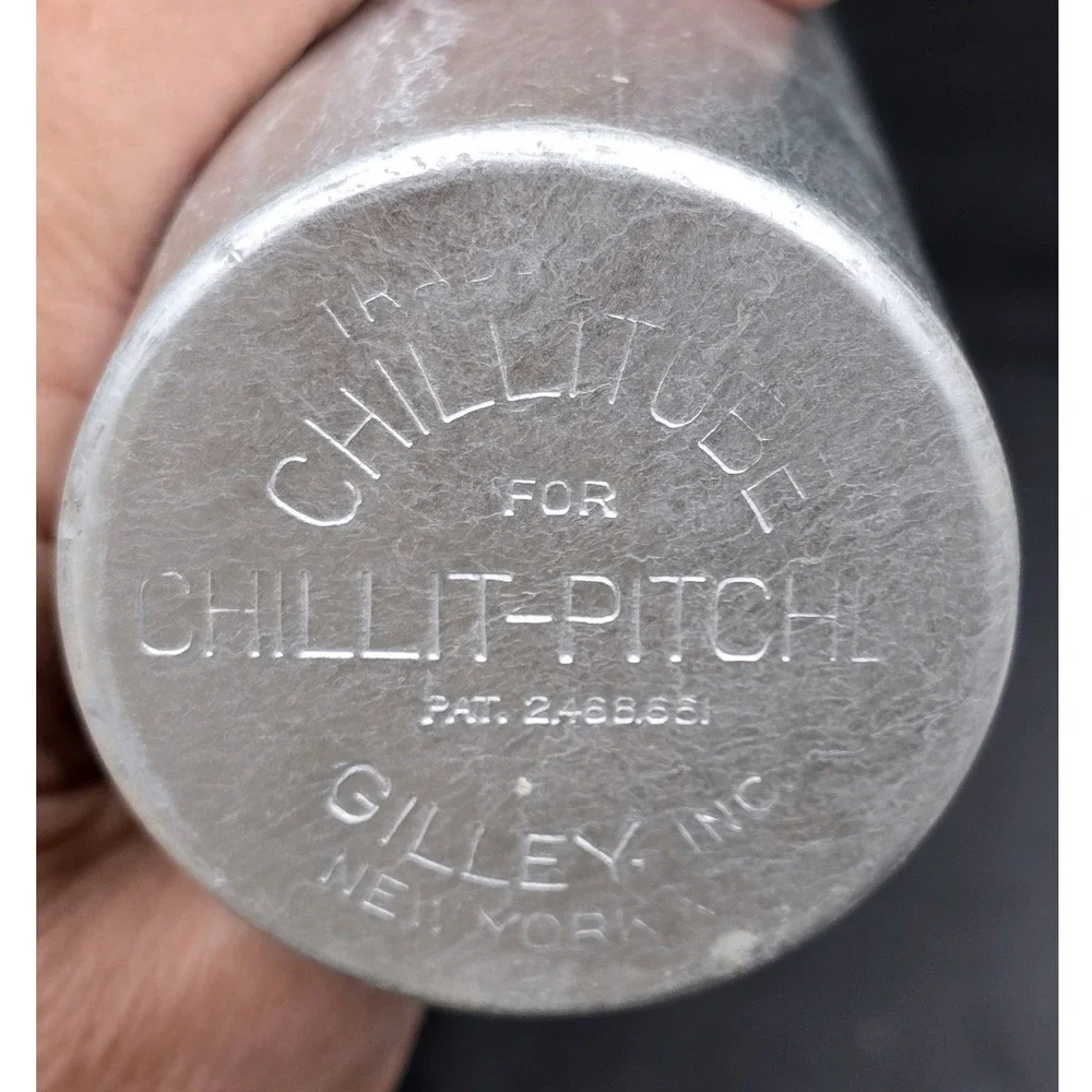 Chill-It‎ Aluminum Ice Tube Glass Pitcher Vtg Gilley Etched Manhatten Stripes